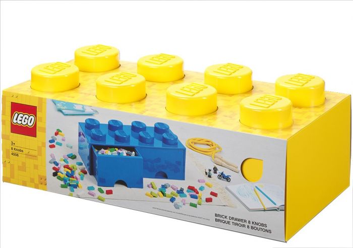 LEGO Storage Brick Drawer 8 - stor oppbevaringskloss med 2 skuffer - 50 x 25 cm - bright yellow