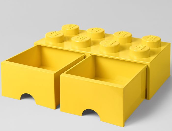 LEGO Storage Brick Drawer 8 - stor förvaringskloss med 2 lådor - 50 x 25 cm - bright yellow