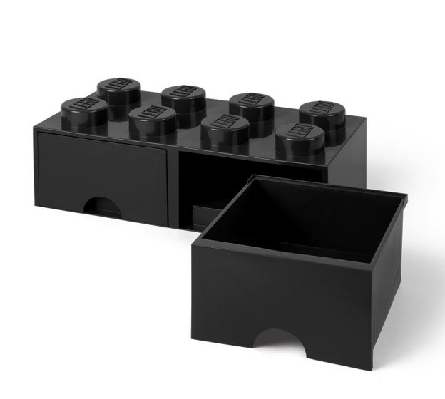 LEGO Storage Brick Drawer 8 - stor förvaringskloss med 2 lådor - 50 x 25 cm - black