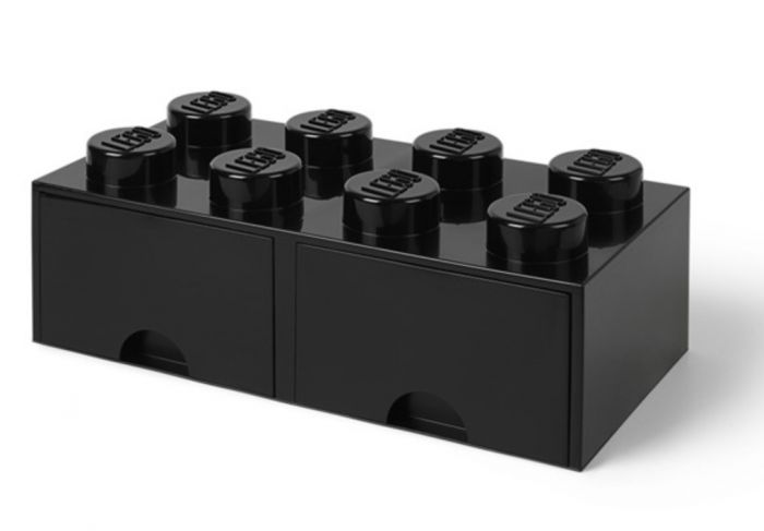 LEGO Storage Brick Drawer 8 - stor opbevaringsklods med 2 skuffer - 50 x 25 cm - black