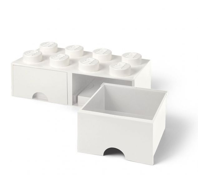 LEGO Storage Brick Drawer 8 - stor oppbevaringskloss med 2 skuffer - 50 x 25 cm - white
