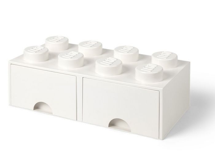 LEGO Storage Brick Drawer 8 - stor opbevaringsklods med 2 skuffer - 50 x 25 cm - white