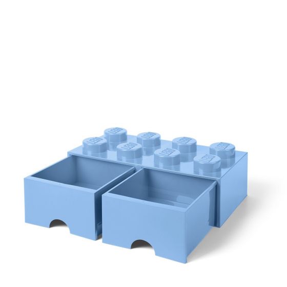 LEGO Storage Brick Drawer 8 - stor oppbevaringskloss med 2 skuffer - 50 x 25 cm - light royal blue