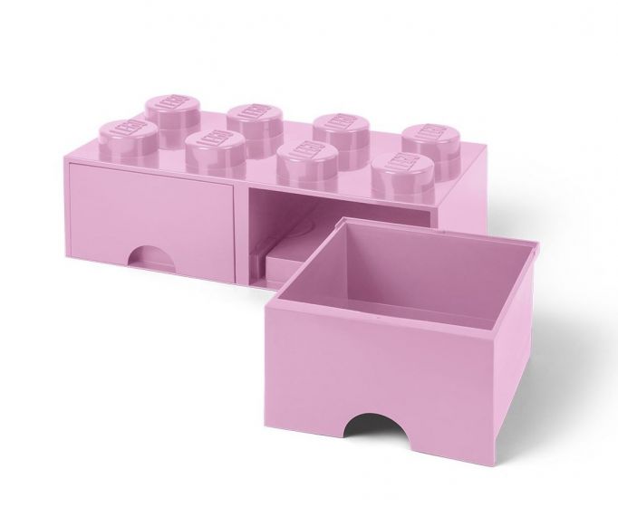LEGO Storage Brick Drawer 8 - stor opbevaringsklods med 2 skuffer - 50 x 25 cm - light purple
