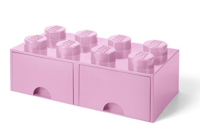 LEGO Storage Brick Drawer 8 - stor opbevaringsklods med 2 skuffer - 50 x 25 cm - light purple