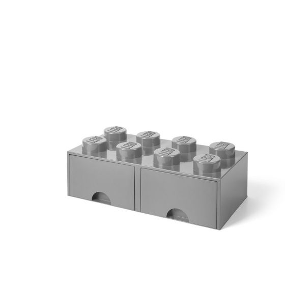 LEGO Storage Brick Drawer 8 - stor förvaringskloss med 2 lådor - 50 x 25 cm - Stone Grey
