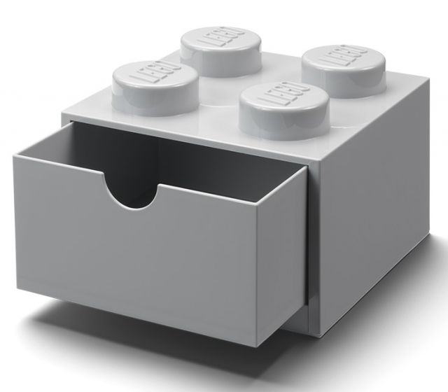  LEGO Storage Desk Drawer 4 bricks - förvaring med 1 låda - 16 x 16 cm - Stone Grey