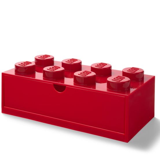 LEGO Storage Desk Drawer 8 Brick - opbevaringsklods med 1 skuffe - 32 x 16 cm - bright red