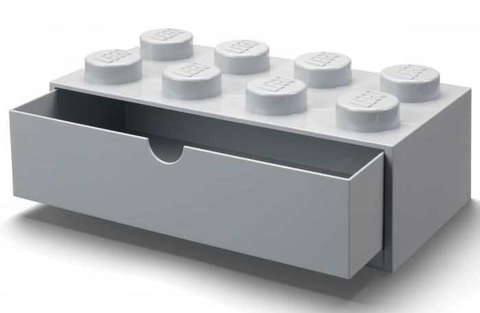 LEGO Storage Desk Drawer 8 brick - förvaring med 1 låda - 32 x 16 cm - Stone Grey