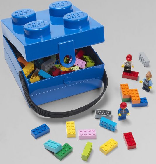 LEGO Storage matboks med håndtak - stor LEGO kloss med 4 knotter - medium lavender