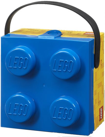 LEGO Storage matboks med håndtak - stor LEGO kloss med 4 knotter - bright blue