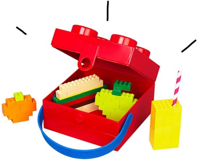 LEGO Storage matlåda med handtag - stor LEGO-kloss med 4 knoppar - bright red