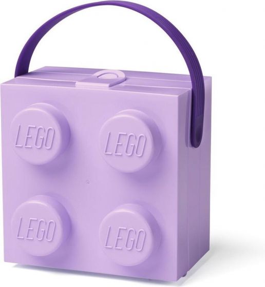 LEGO Storage matlåda med handtag - stor LEGO-kloss med 4 knoppar - medium lavendel