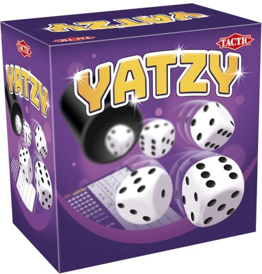 Yatzy terningspill med kopp og forenklet poengblokk