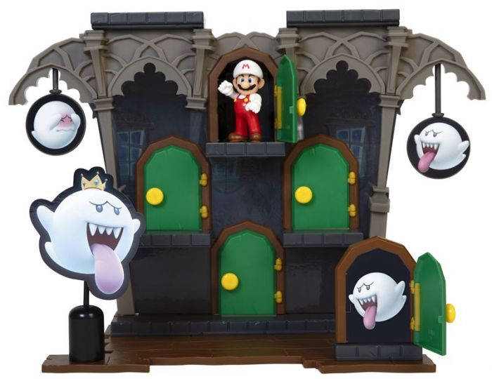 Nintendo Super Mario Boo Mansion lekesett - med spøkelseshus og Fire-Mario 6 cm