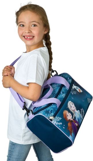 Disney Frozen sportstaske med justerbar skulderstrop - blå og lilla - 35 cm