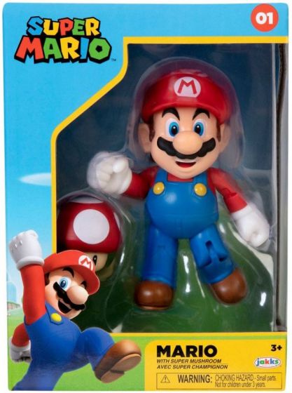 Nintendo Super Mario figur med rød sopp og bevegelige ledd - 10 cm
