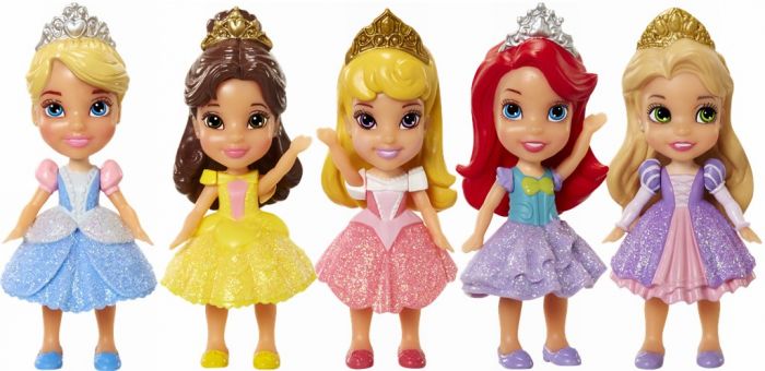 Disney Princess 5-pack minidockor - Belle, Askungen, Ariel, Törnrosa och Rapunzel - 7 cm
