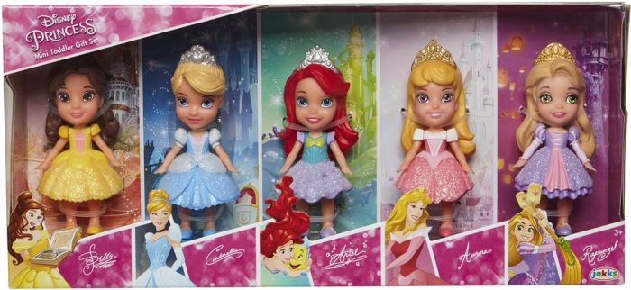 Disney Princess 5-pack minidukker - Belle, Askepott, Ariel, Tornerose og Rapunzel - 7 cm