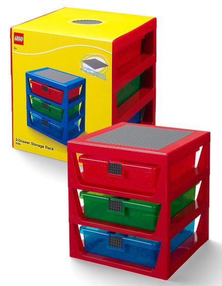 LEGO Storage opbevaringshylde med 3 skuffer - Bright red