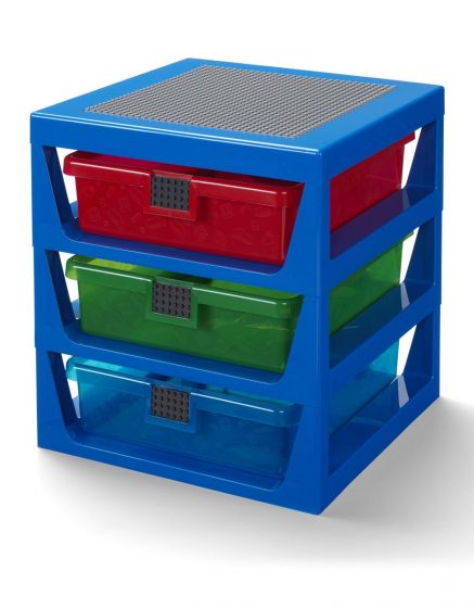 LEGO Storage oppbevaringshylle med 3 skuffer - Bright blue
