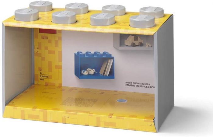 LEGO Storage brick shelf 8 - Hylla föreställande en stor LEGO-bit - Medium Stone Grey