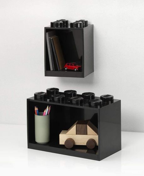 LEGO Storage Brick shelf 4 + 8 - hylle med stor og liten LEGO kloss - Black