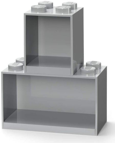 LEGO Storage Brick shelf 4 + 8 - hylle med stor og liten LEGO kloss - Medium Stone Grey