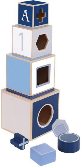 JIPY Stabletårn i tre med 4 former - blå