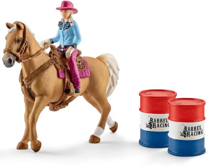 Schleich Tøndeløb med Cowgirl - western figursæt med hest og tønder