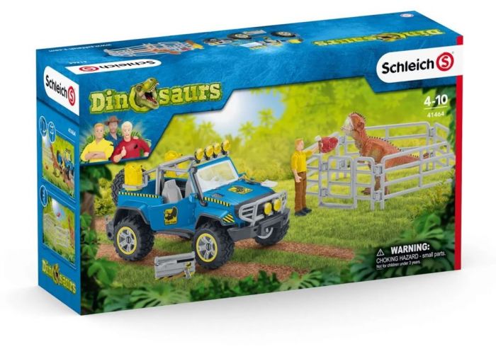 Schleich Dinosaur terrengbil med dinosaur 41464 - kjøretøy med figur og dinosaur samt tilbehør - 36 deler