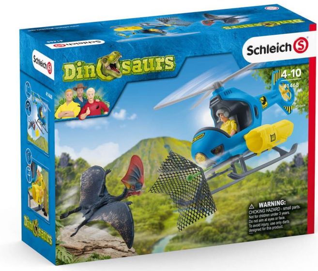 Schleich Dinosaurs Luftangrepp 41468 - lekset med helikopter, dinosaurie och figur - 10 delar