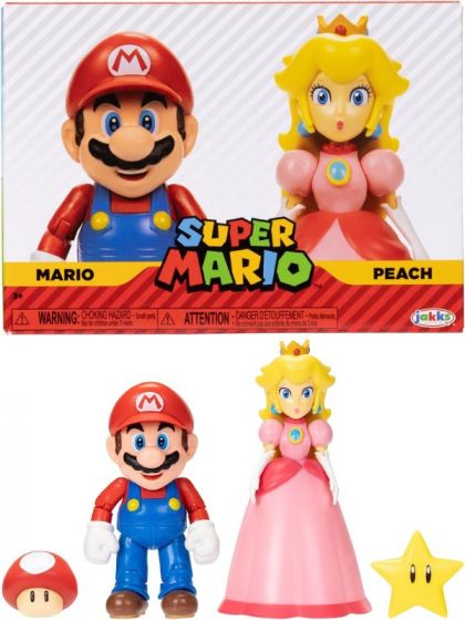Nintendo Super Mario 2-pack figursett - Mario og Peach 10 cm