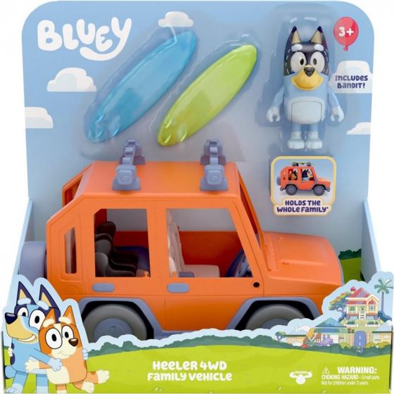 Bluey Heeler 4WD familiebil - lekebil med Bandit-figur og tilbehør