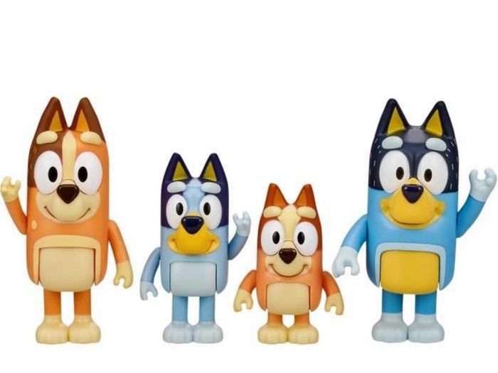 Bluey og familien figursett med 4 figurer - 5 cm