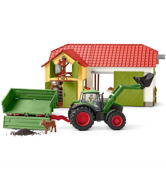 Schleich Traktor med släp, figur och tillbehör
