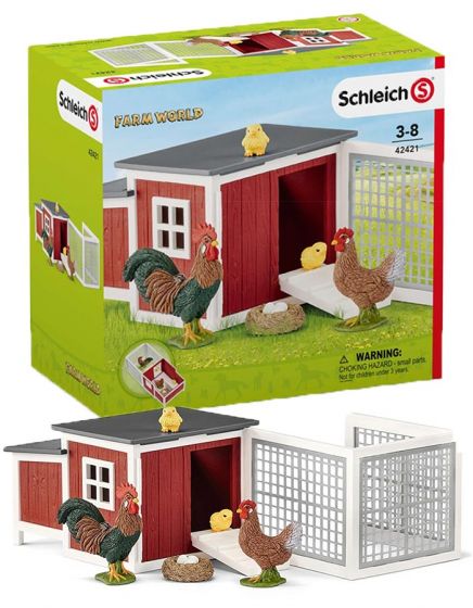Schleich Farm World Hønsehus 42421 - med høns og tilbehør