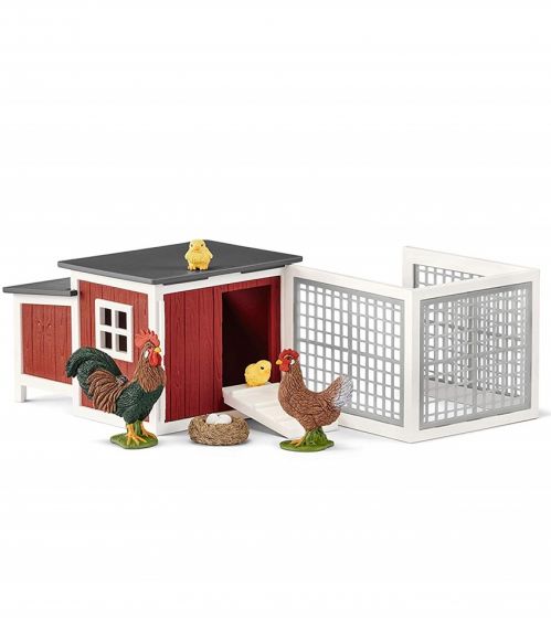 Schleich Farm World Hønsehus 42421 - med høns og tilbehør