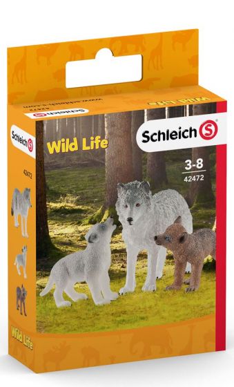 Schleich Wild Life Ulvemor med valper 42472 - figursett med 3 figurer