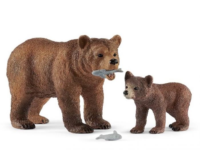 Schleich Grizzlybjörnshona med unge