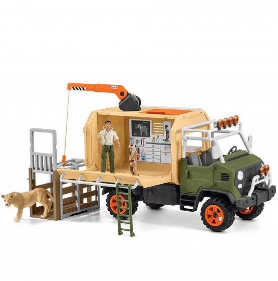 Schleich Wild Life stor truck for berging av dyr - med figur og 2 dyr inkludert