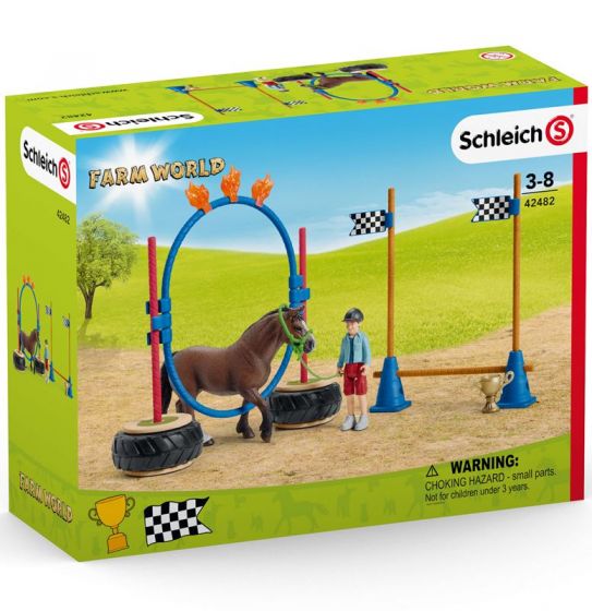 Schleich Farm World Ponni Agilityløp 42482 - lekesett med hest, figur og tilbehør 
