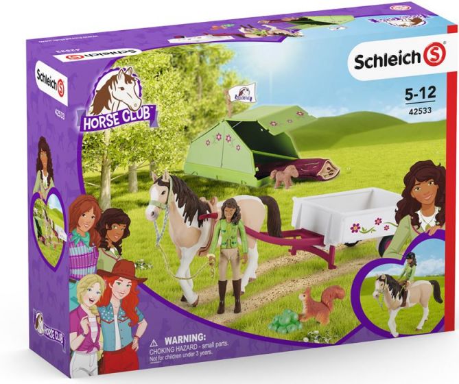 Schleich Horse Club Sarahs Campingsæt - legesæt med hest, hestevogn, figur og telt