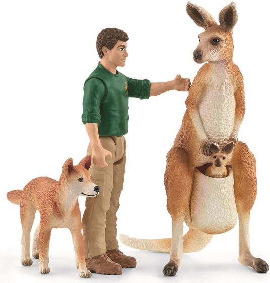 Schleich Wild Life Eventyr i ødemarka figursett 42623 - Figur med kenguru-mor og baby