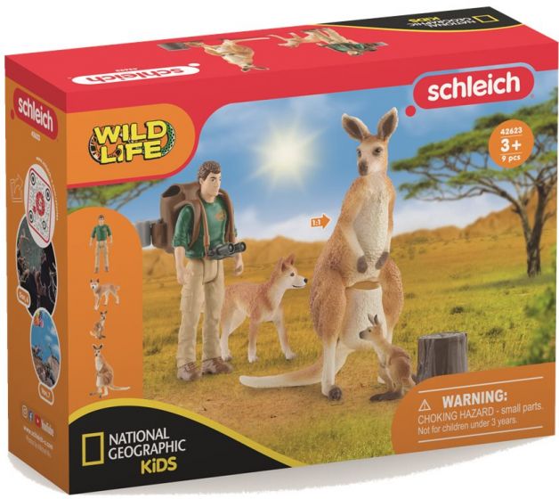 Schleich Wild Life Eventyr i ødemarka figursett 42623 - Figur med kenguru-mor og baby
