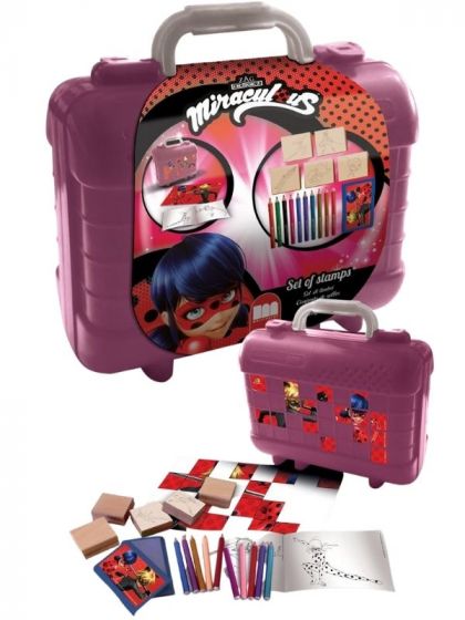 Multiprint Miraculous - Lady Bug Travel Set - koffert med fargeblyanter, stempler, klistremerker og aktivitetsbok