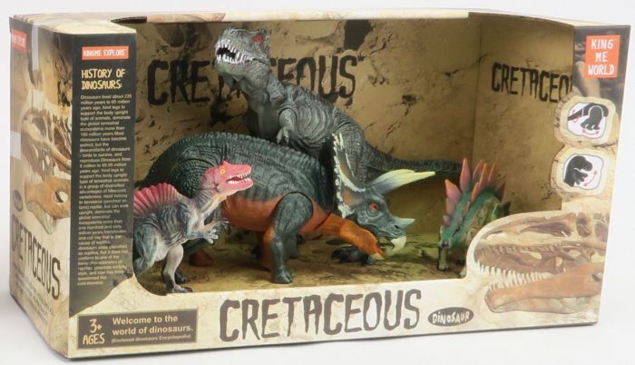 Dinosaur figursett - 4 figurer med bevegelige bein og kjever - T-Rex