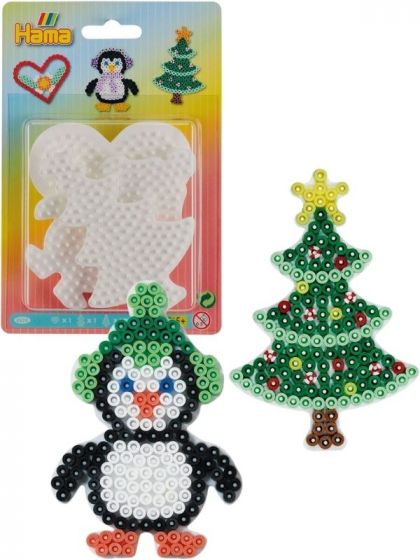 Hama Midi perlebrett - 3-pack  - hjerte, pingvin og juletre