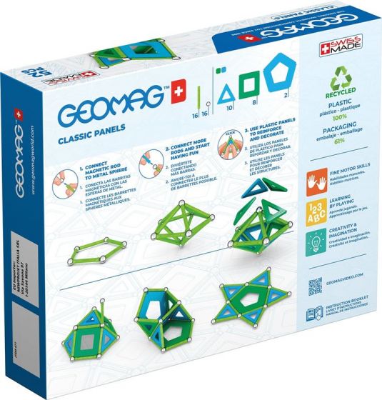 Geomag Classic Panels Green Line - magnetisk byggesett i resirkulert plast - 52 deler