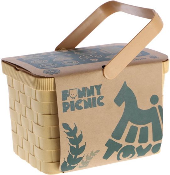 Piknik lekesett i bioplast - piknikkurv med lekemat og tilbehør - 35 deler